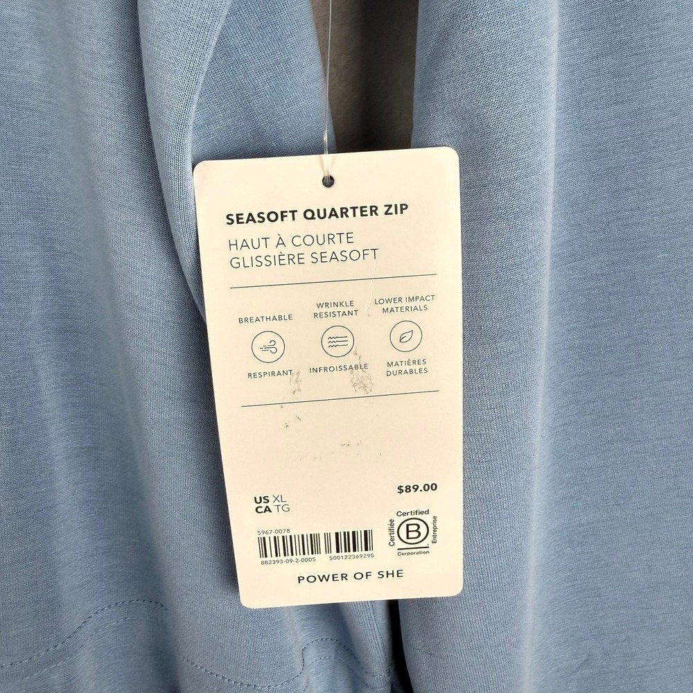 Athleta Womens XL Seasoft 1/4 Zip Blue Long Sleeve Pullover‎ Sweatshirt NWT - Picture 6 of 10